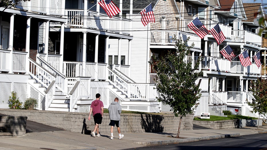 People walking in a Providence, Rhode Island, neighborhood