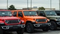 Jeep Wrangler vehicles at a dealership in Mississauga, Ontario, Canada, on Friday, Oct. 17, 2025. - Fox News
