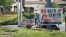 Signs of protest against data centers pepper front yards in a residential neighborhood in Monterey Park, California, on April 1, 2026. - Fox Business News