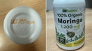 Split image showing TNVitamins organic moringa capsules and moringa powder, two products recalled nationwide over possible salmonella contamination.  - Fox Business News