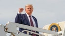 U.S. President Donald Trump gestures as he boards Air Force One to depart Reading Regional Airport on June 23, 2026 in Reading, Pennsylvania. - Fox Business News