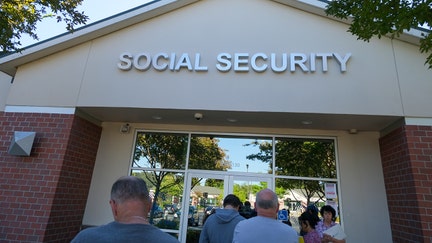 People wait in front of a Social Security office in Citrus Heights, California, on July 12, 2023. - Fox Business News