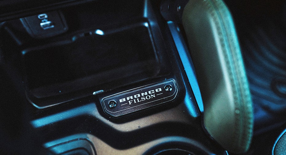 Bronco Filson branding is displayed inside a 2027 Ford Bronco Filson.