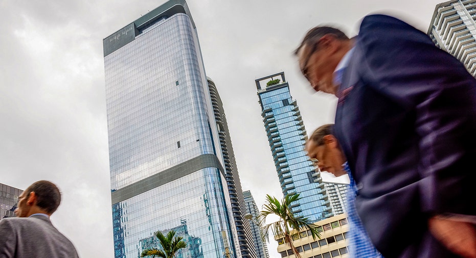 Miami office building with workers