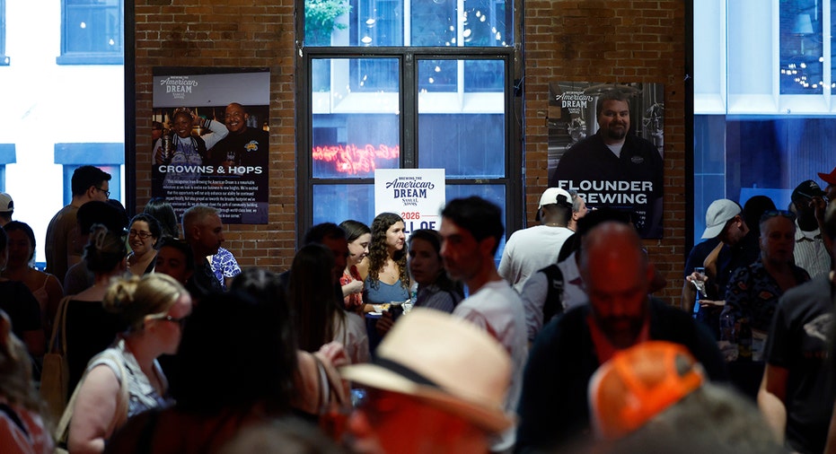 Attendees gather during Samuel Adams’ Crafting Dreams Beer Bash in Brooklyn, New York, on June 11, 2026.