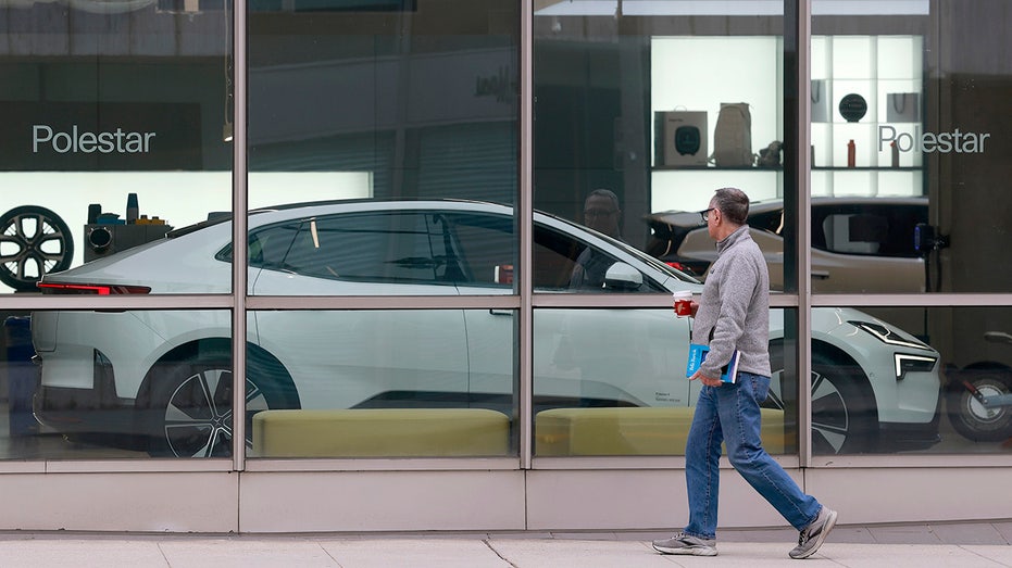 A Polestar EV sits in a showroom