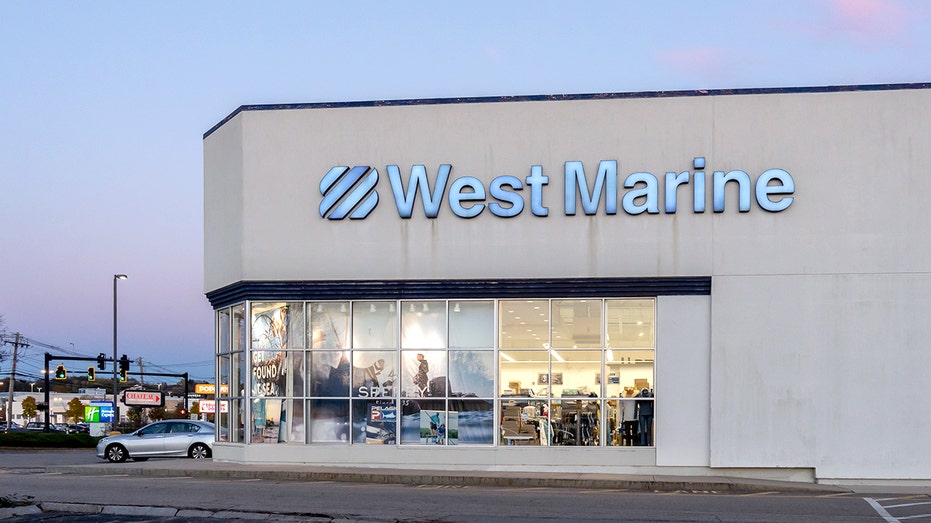 A view of the outside of a West Marine store.