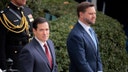 U.S. Secretary of State Marco Rubio and U.S. Vice President JD Vance await the arrival of Crown Prince and Prime Minister Mohammed bin Salman of Saudi Arabia to the White House on November 18, 2025 in Washington, DC. 