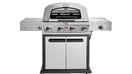 A stainless steel four-burner gas grill with side shelves and lower cabinet storage. - Fox Business News