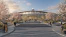 A conceptual rendering shows a proposed exterior entrance and landscaped approach at Dulles airport. - Fox Business News