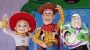 Toy Story characters Jessie, Woody and Buzz Lightyear pose upon a red carpet launch event of the film 'Toy Story 5' in London on May 28, 2026. - Fox Business News