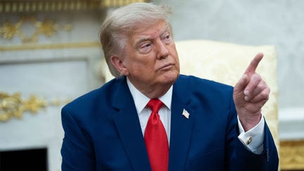 President Donald Trump gestures while meeting with Lebanese President Joseph Aoun in the Oval Office at the White House on July 21, 2026. Trump later announced a phased tariff plan for imported generic drugs aimed at encouraging pharmaceutical manufacturing in the United States. - Fox Business News