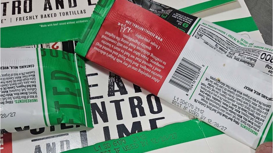 Back of burrito packaging