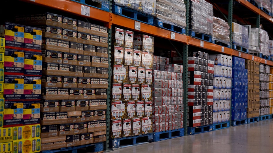 Cases of beers on costco shelves