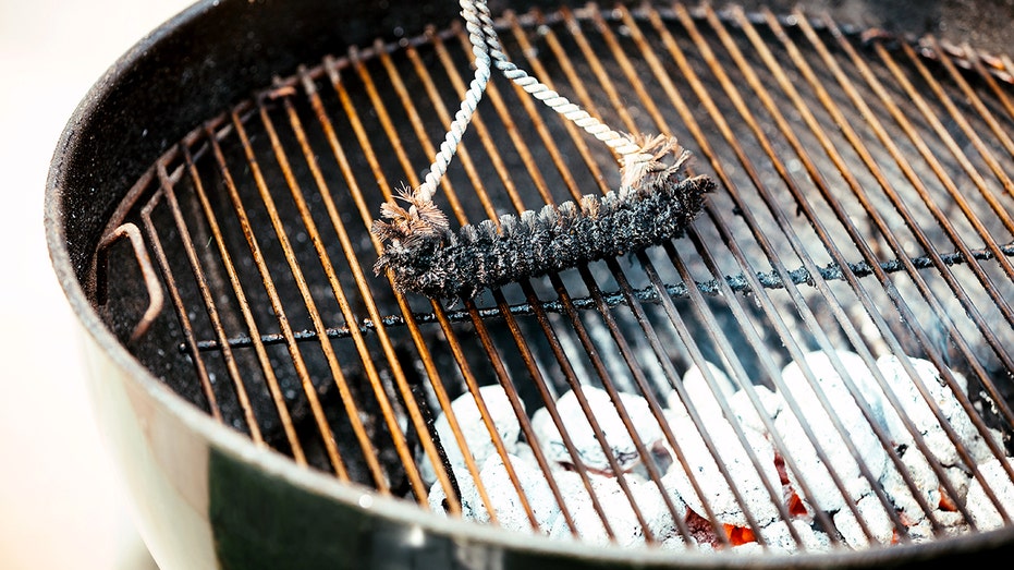 A dirty grill brush.