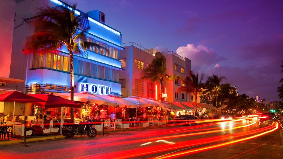 Miami's South Beach at night