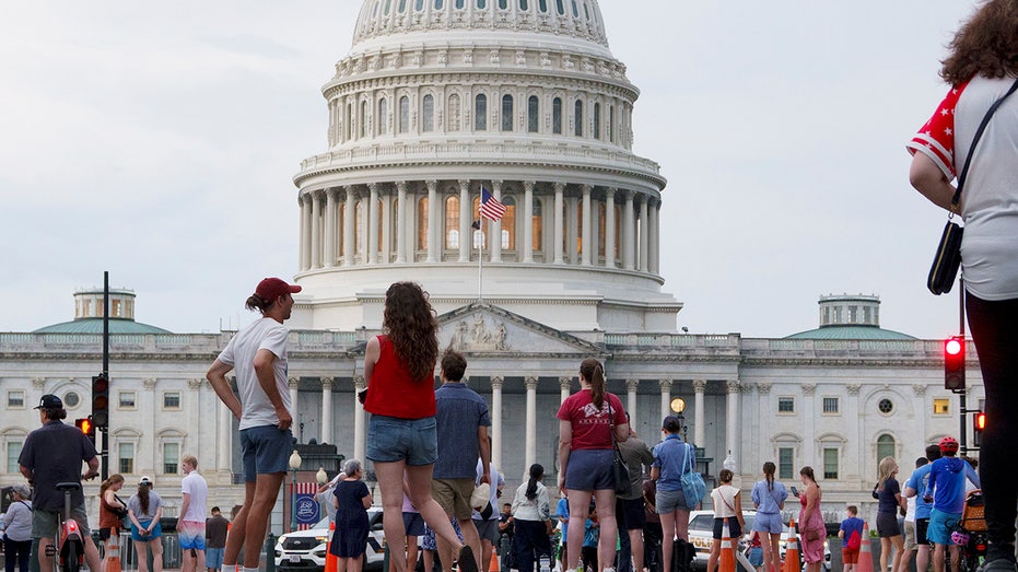 People outside the US Capitol on July 4, 2026
