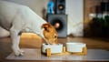 A dog eats from a food bowl. Fromm Family Foods recalled thousands of cases of two canned dog food products over potential metal contamination. - Fox News