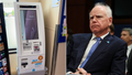 A split image of a bitcoin ATM in Minnesota and Gov. Tim Walz - Fox News