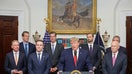 WASHINGTON, DC - AUGUST 19: U.S. President Donald Trump (C) delivers remarks as he is joined by (L-R, front) Chairman of the U.S. Securities and Exchange Commission (SEC) Paul Atkins, Commodity Futures Trading Commission (CFTC) Chairman Michael Selig, and Chairman of the NYSE and CEO of Intercontinental Exchange Jeffrey Sprecher, during a summit of crypto and technology leaders in the Roosevelt Room of the White House on August 19, 2026 in Washington, DC. President Trump held the meeting with cryptocurrency business leaders to discuss regulatory frameworks for digital assets and artificial intelligence. Currently, the CLARITY Act, the landmark bill that would define SEC and CFTC jurisdiction over digital assets, remains stalled in the Senate. - Fox Business News