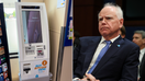 A split image of a bitcoin ATM in Minnesota and Gov. Tim Walz - Fox Business News