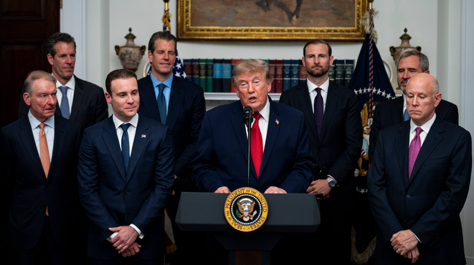Trump with crypto executives