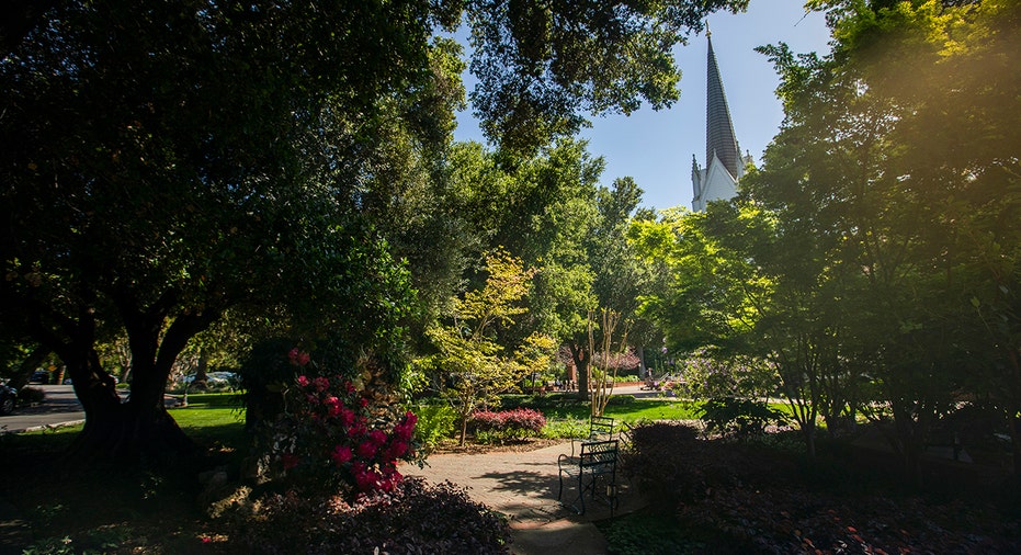 Atherton, California nature with church steeple
