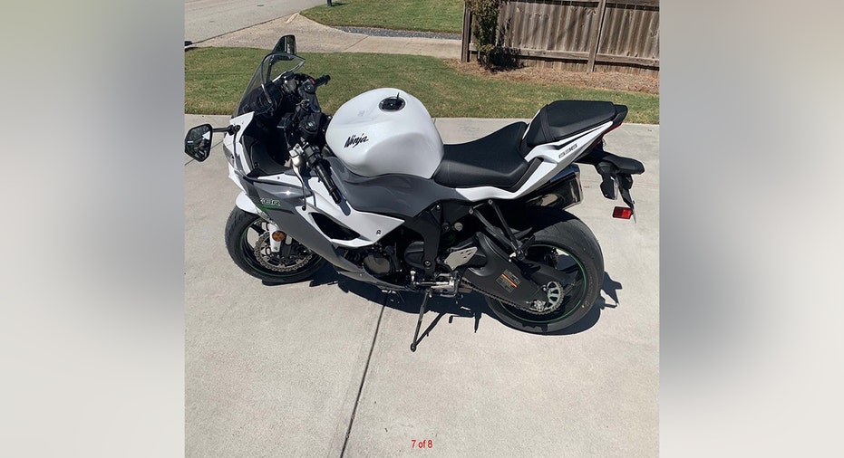 A motorcycle forfeited by women convicted of defrauding Amazon