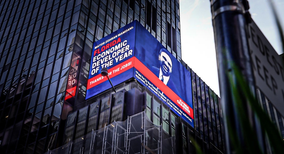 Zohran Mamdani on Times Square billboard