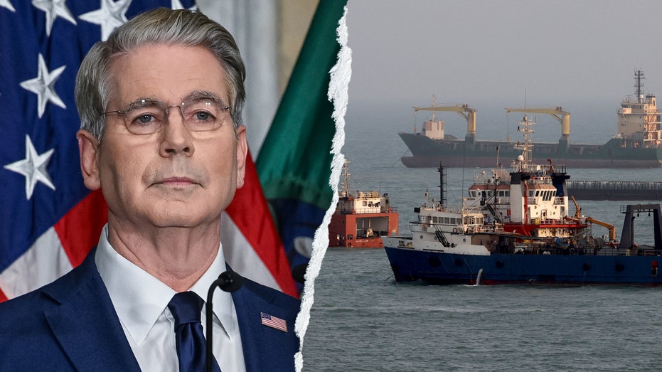 Scott Bessent and ships in the Strait of Hormuz