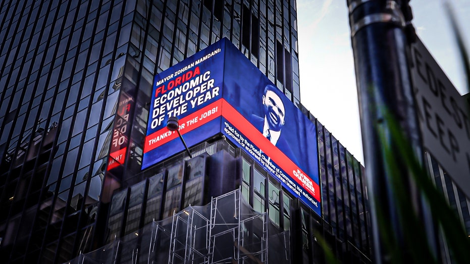 Zohran Mamdani on Times Square billboard