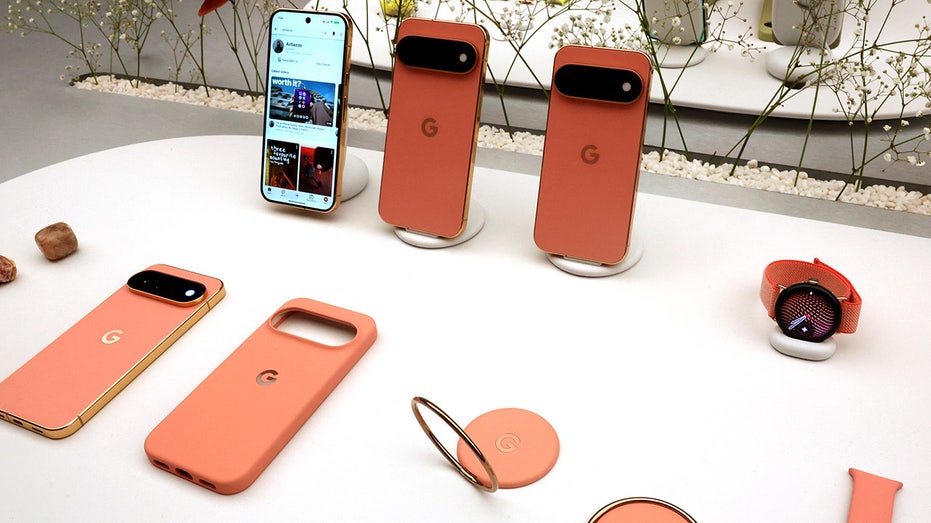 Google Pixel smartphones are displayed