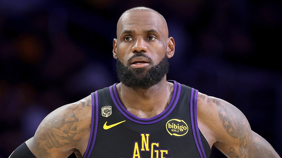 LeBron James looks on