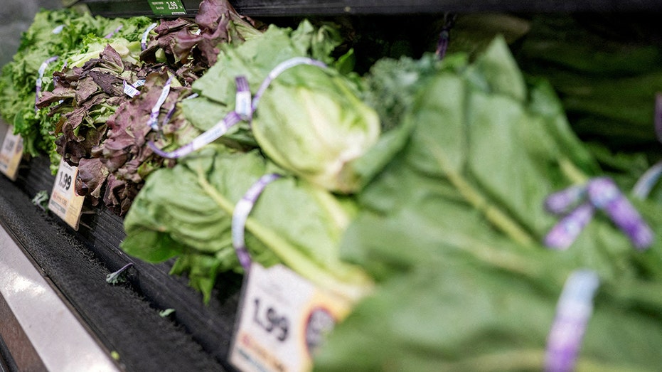 Lettuce is displayed for sale