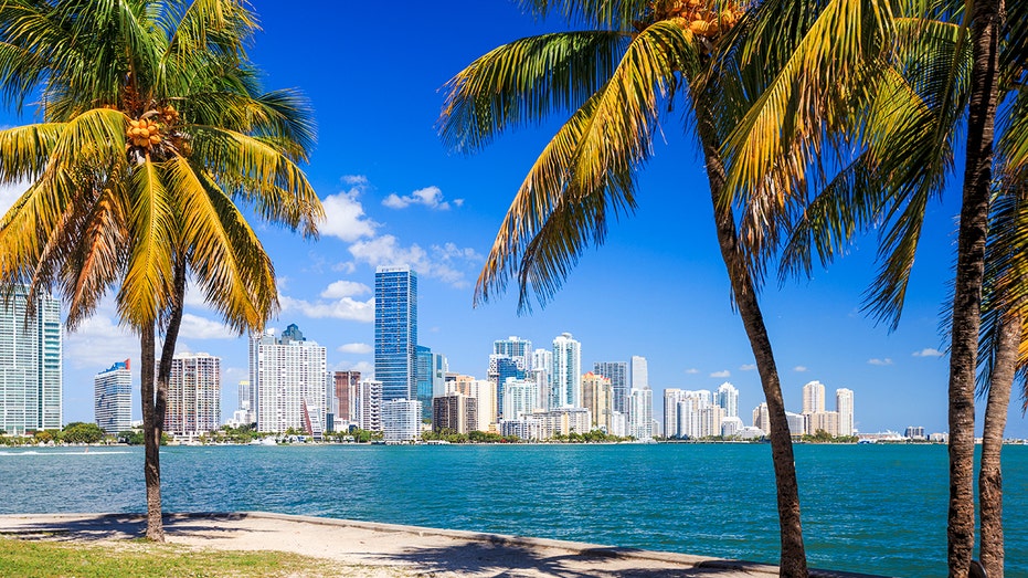 Miami skyline view on Biscayne Bay