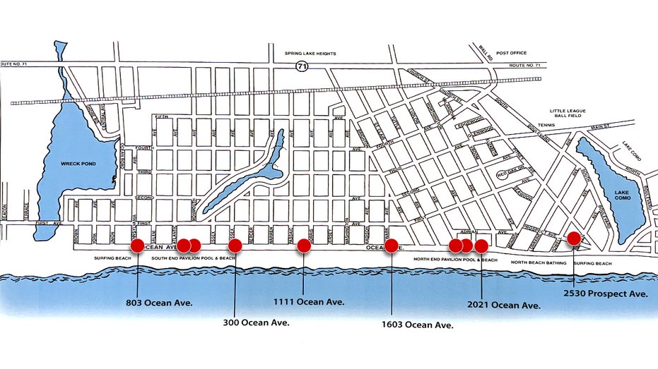 A map of Spring Lake, N.J.