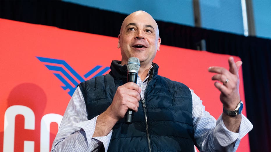 Pennsylvania Attorney General Dave Sunday speaks at a campaign rally in Harrisburg in April 2024