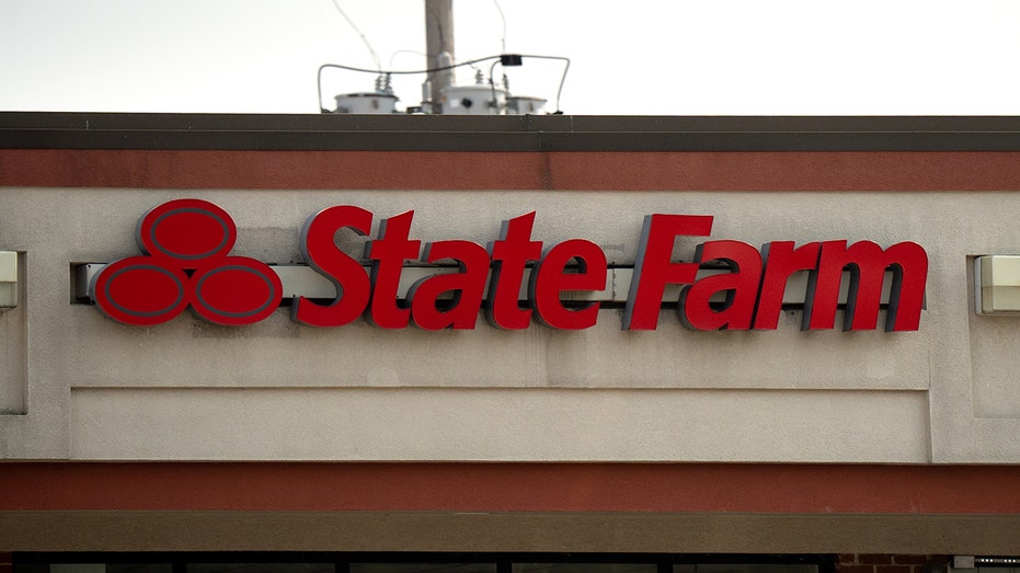 A State Farm logo sign