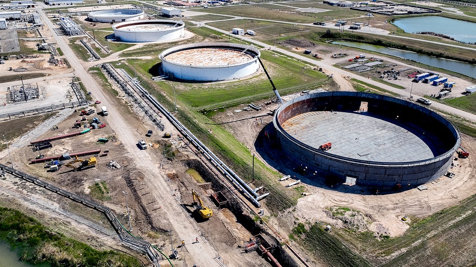 Empty oil storage units.