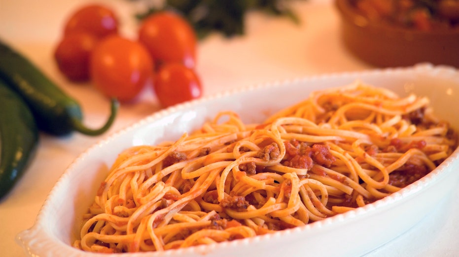 Spaghetti alla Chitarra with meat sauce, Miramare restaurant, Ortona, Abruzzo, Italy.