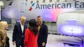 American Airlines CEO Robert Isom, left, attends the unveiling of an American Eagle Embraer ERJ-175 at Dallas Fort Worth International Airport on April 29, 2026. - Fox News