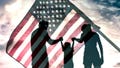 A family is silhouetted with an American flag. - Fox News