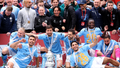 Erling Haaland, Pep Guardiola, Rodri, Ruben Dias, Bernardo Silva, OMar Marmoush, Jeremy Doku and Gianluigi Donnarumma of manchester City celebrate with the trophy after winning the Emirates FA Cup Final match between Chelsea and Manchester City on May 16, 2026 in London, England. - Fox News