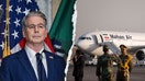 Treasury Secretary Scott Bessent, left, and members of Iranian Army honor guard standing next to an Iranian Mahan Air Airlines aircraft at Tehran's International Mehrabad Airport on June 14, 2022.  - Fox Business News