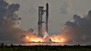 The SpaceX Starship and Super Heavy v3 Booster lift off on its 14th test flight from the SpaceX launch complex in Starbase, Texas, US, September 28, 2026. The mission is expected to send the vehicle into orbit for the first time and deploy 26 Starlink V3 satellites.  - Fox Business News