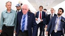 Sen. Bernie Sanders, I-Vt., walks with Geoffrey Hinton and Max Tegmark before AI briefing for senators on Sept. 16, 2026 at the U.S. Capitol in Washington, D.C.  - Fox Business News