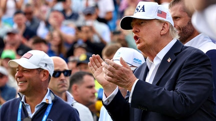 President Donald Trump applauds during the Amgen Irish Open 2026, at Trump International Golf Links in Doonbeg, County Clare, Ireland, Sept.13, 2026. - Fox Business News