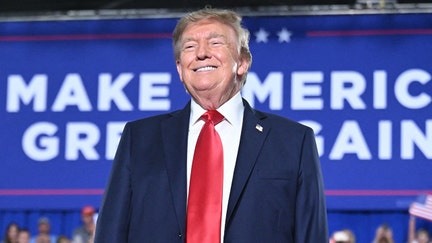 President Donald Trump smiles as he arrives to speak during a campaign rally for U.S. Senator Darline Graham at Myrtle Beach Convention Center in Myrtle Beach, S.C., on Aug. 21, 2026. - Fox Business News
