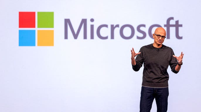 Microsoft CEO Satya Nadella speaking.