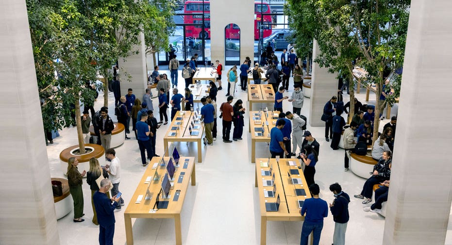 Customers inside an Apple store in London.